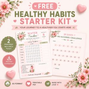 FREE Healthy Habits Starter Kit | Water Tracker + 30-Day No Alcohol Challenge | 2 Printable Wellness Pages