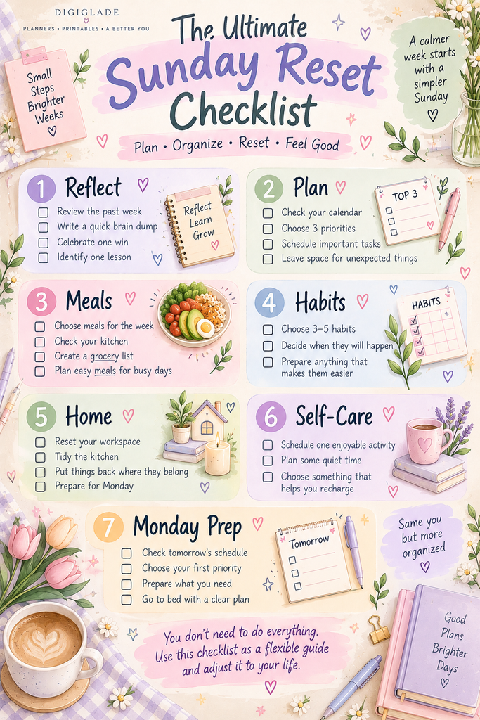 Sunday Reset Checklist: 7 Steps to Plan Your Week & Start Monday Organized