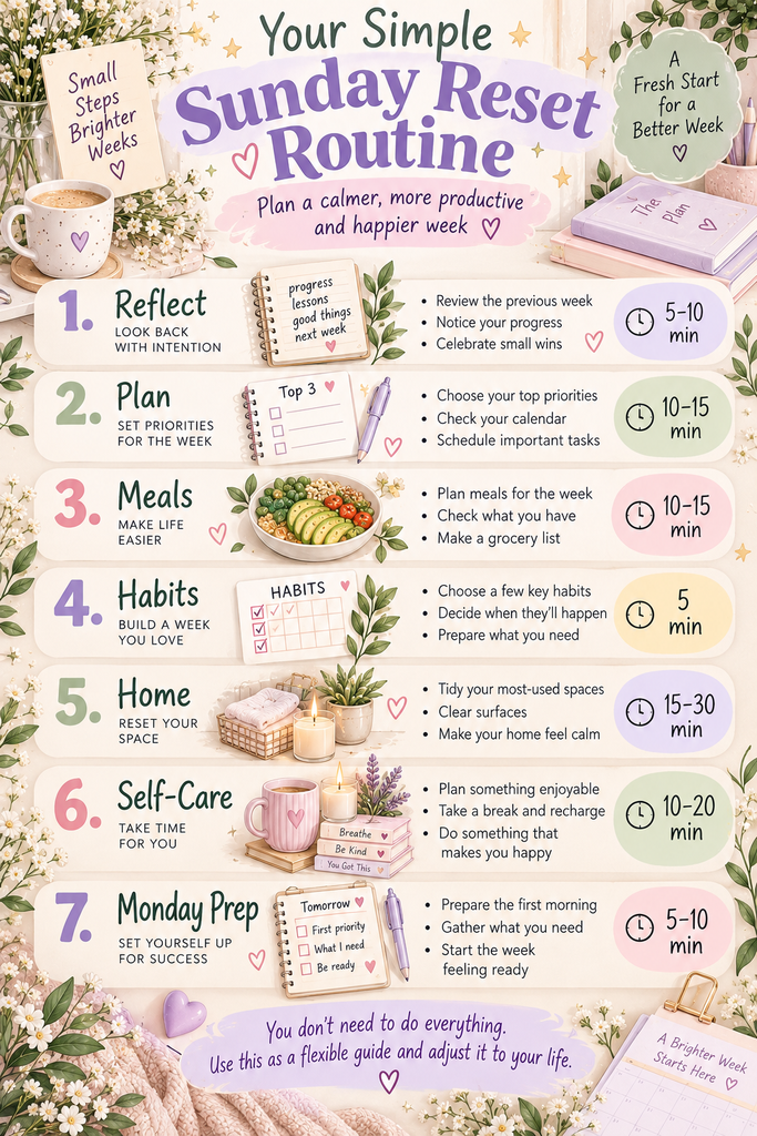 Sunday Reset Routine | 7 Simple Steps to Plan a Calm, Productive & Organized Week